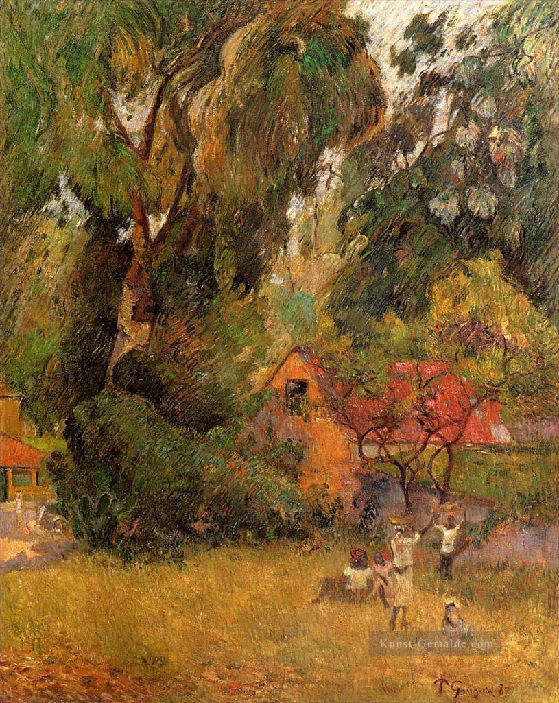 Hütten unter Bäumen Beitrag Impressionismus Primitivismus Paul Gauguin Ölgemälde